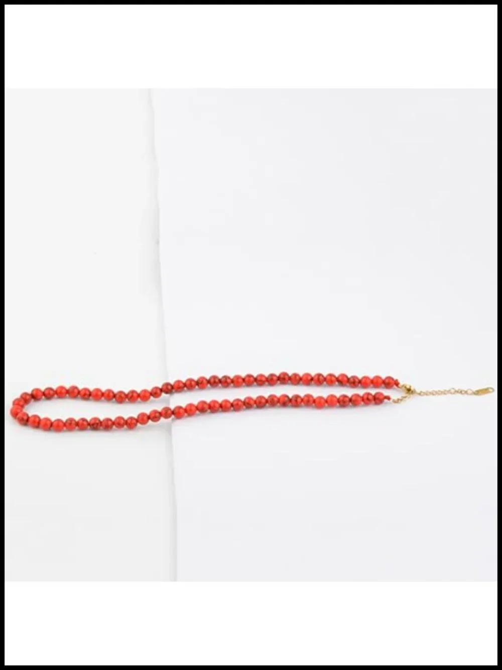 Beaded Choker Necklace 18K Gold Plated Natural Stone Strand